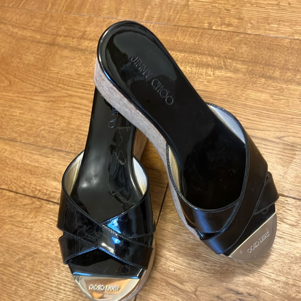 Jimmy Choo cork platform wedge sandals